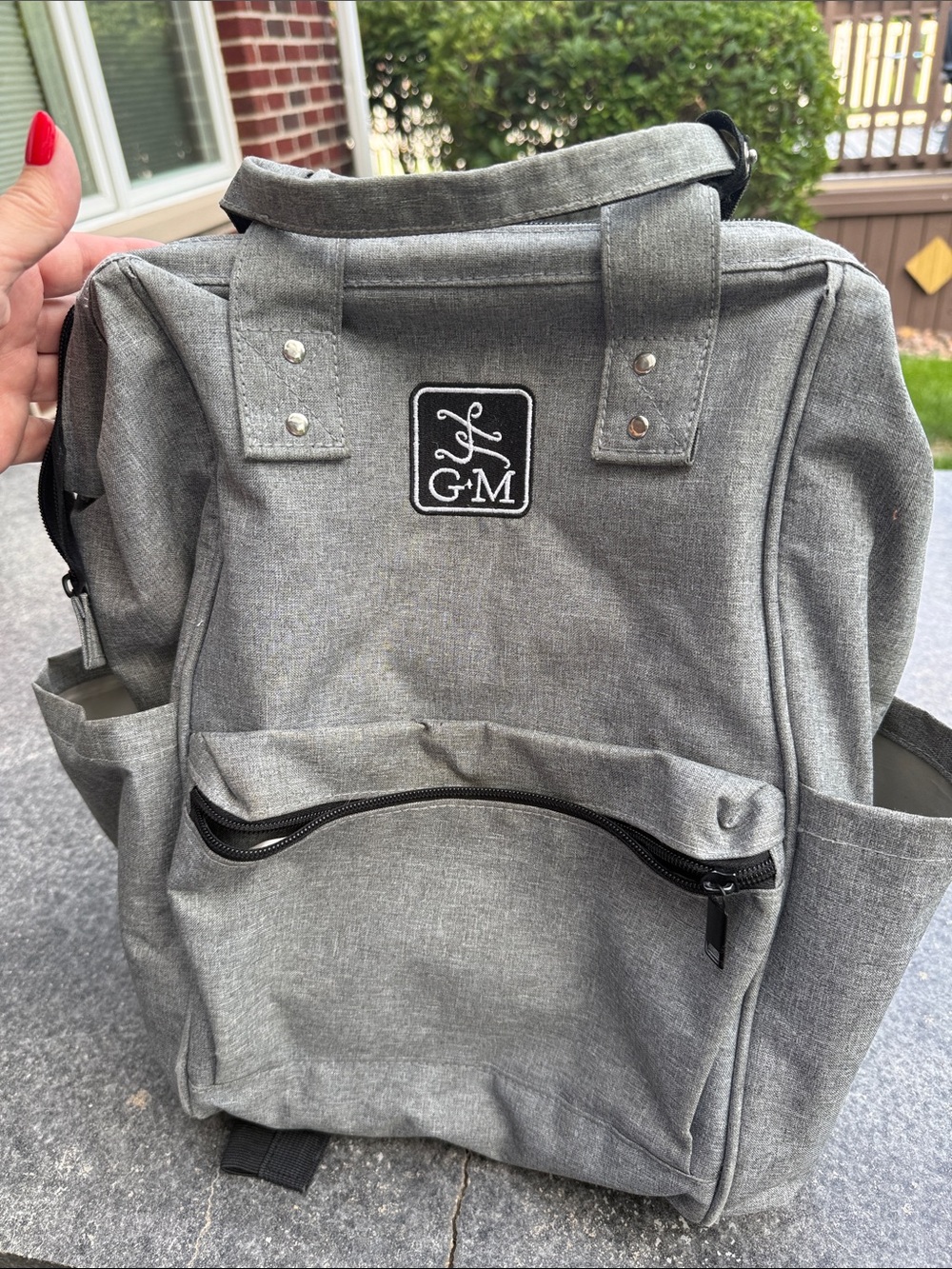 Gaynor Minden Grey Canvas Dance Backpack with Multiple Zip Pockets